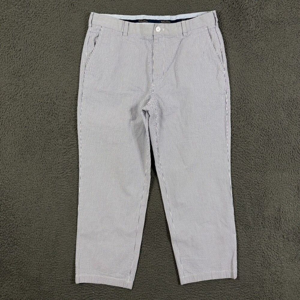 Brooks Brothers Pants Mens 36x30 Blue Striped Clark Fit Seersucker Preppy